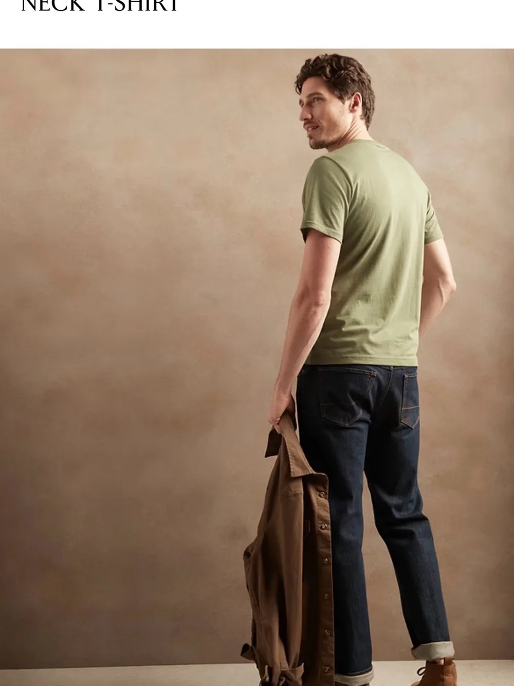 Banana Republic Men's Premium Wash Crew Neck Tee - Forest Green NWT